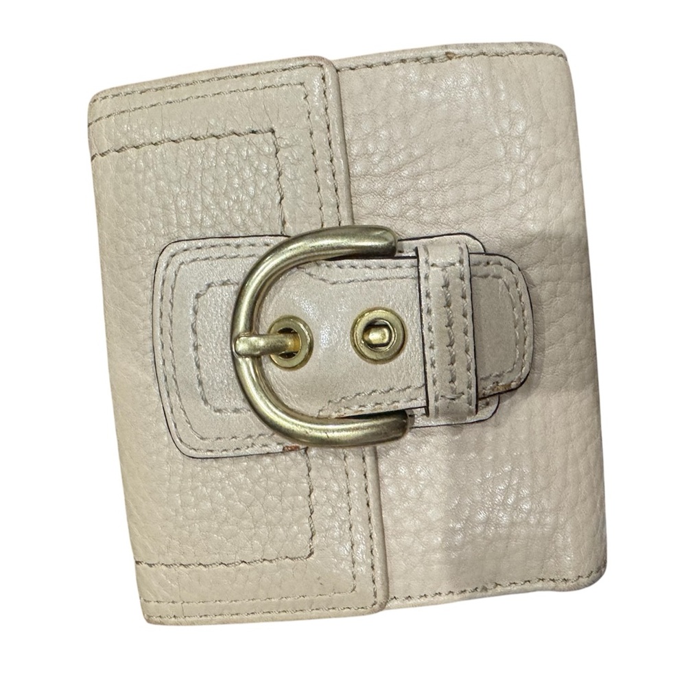 Coach Cream Leather Wallet with Gold Buckle